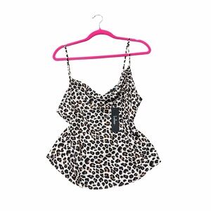 Lulus Leopard Print Cowl Neck Camisole Top Size M